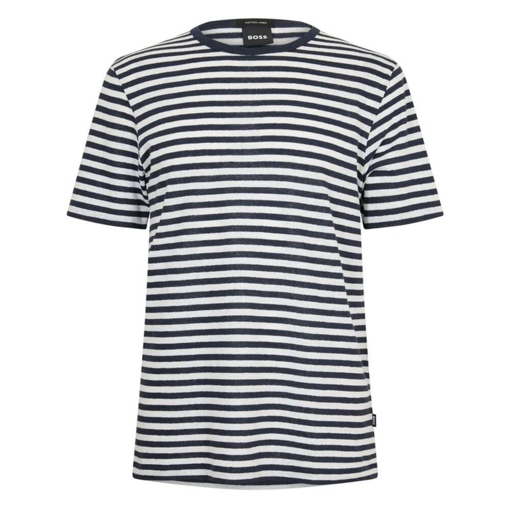 Boss Mens Striped T-Shirt / Dark Blue